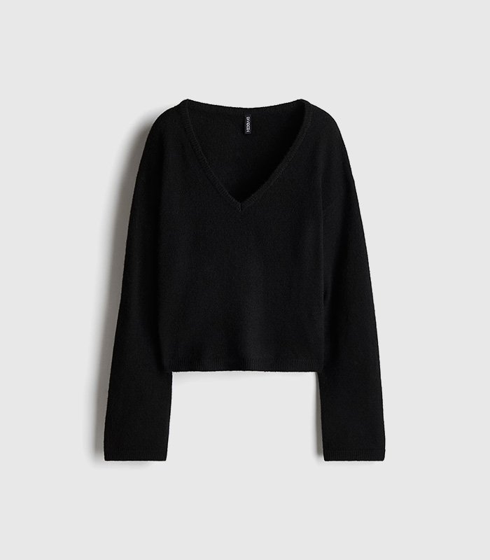 Fine-knit V-neck jumper